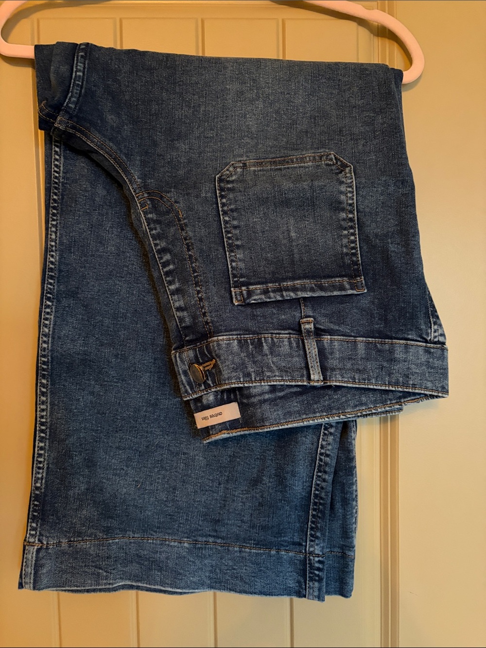 Ladies Dark Blue Wash Wide Leg Denim Jeans Size XL